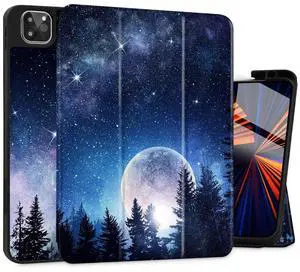 Tuiklol Case for iPad Pro 13 inch Generation 7th 2024 Release M4 Chip - Built in Support Pencil 2 / USB-C, Slim Protective Stand Back Cover with Smart Trifold Stand Auto Wake/Sleep,Moonlight