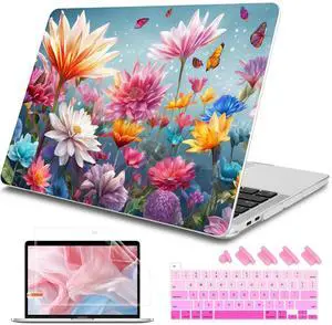 Tuiklol Case for 2022 MacBook Pro 13 Inch M2 Clip, 2021 2020 Release M1 A2338 A2289 A2251, Hard Shell Case for MacBook Pro 13.3" with Touch Bar Fits Touch ID and Retina Display, Multicolored Floral