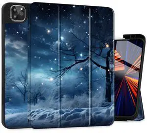 Tuiklol for iPad Pro 13 inch 2025 2024 Release M5/M4 Chip - Built in Pencil Holder Ultra Retina Slim Protective Stand Back Cover with Smart Trifold Stand Auto Wake/Sleep, Snownight