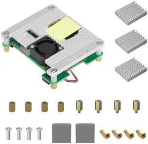 UCTRONICS PoE Hat for Raspberry Pi 5, Power Over Ethernet HAT for Raspberry Pi 4B/3B+, Support 802.3af PoE Network Standard with Heatsinks and Onboard Cooling Fan