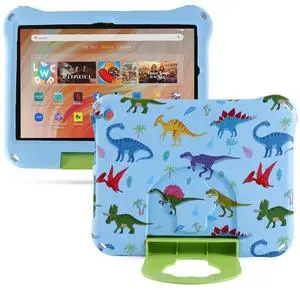 Simicoo Dinosaur Kindle Fire HD 10 Tablet Case for Kids Boy Girl Light EVA Foam Shockproof Kids Case with Stand Handle Kid-Proof Case for Fire HD 10 10.1 11th 13th Gen 2021 2023 Kid New Blue