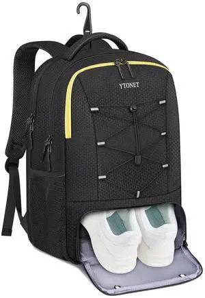 Ytonet Gym Backpack for Men Women, Gym Bag for Women with Shoe Compartment Large Water Resistant Lightweight Sport Backpack Fit 15.6 Inch Laptop, Sport, Workout, Travel, Black