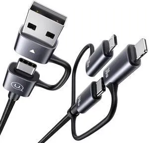 YOUSAMS 240W Multi Charging Cable, 6.6ft 6-in-1 USB C Cable Fast Charging Cords with USB-C/A Ports to IP/Type C/Micro Connectors for Pad/Cell Phones/Tablets/Laptop