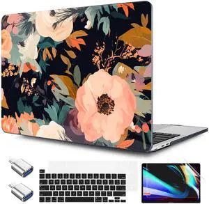 TWOLSKOO Compatible with MacBook Pro 13 inch Case 2023-2016 A2338 M2/M1 A2251 A2289 A2159 A1989 A1706, Plastic Hard Shell Cover & Keyboard Skin & Screen Protector, Bright Abstract Flowers