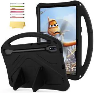 UUcovers Kids Case for Galaxy Tab S9 Plus/Tab S9 FE Plus 2023/Tab S7 FE 5G 2021/Tab S8 Plus 2022/Tab S7 Plus 2020 12.4 inch with S Pen Holder/Handle Stand Cover for Tab S9 FE+/S7 FE/S9+/S8+/S7+, Black