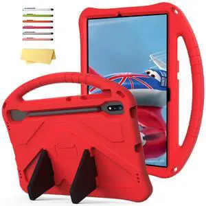 UUcovers Kids Case for Galaxy Tab S9 Plus/Tab S9 FE Plus 2023/Tab S7 FE 5G 2021/Tab S8 Plus 2022/Tab S7 Plus 2020 12.4 inch with S Pen Holder/Handle Stand Cover for Tab S9 FE+/S7 FE/S9+/S8+/S7+, Red
