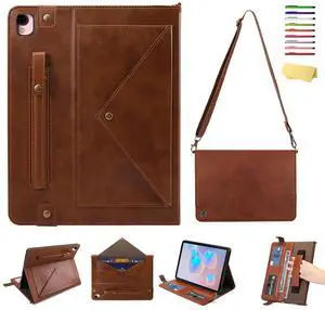 UUcovers for iPad 9th/8th/7th Generation Crossbody Handbag Stand Case with Pencil Holder/Pockets [Shoulder Strap/Hand Strap] Magnetic Wallet Envelope Cover for iPad 10.2 inch 2021/2020/2019, Coffee