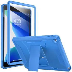 Soke Case for iPad 9th/8th/7th Generation 10.2-Inch (2021/2020/2019 Release), with Built-in Screen Protector and Kickstand, Rugged Full Body Protective Cover for Apple iPad 10.2 Inch - New Blue