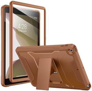 Soke Case for iPad 9th/8th/7th Generation 10.2-Inch (2021/2020/2019 Release), with Built-in Screen Protector and Kickstand, Rugged Full Body Protective Cover for Apple iPad 10.2 Inch - Light Brown