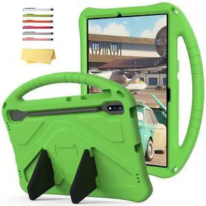 UUcovers Kids Case for Galaxy Tab S9 Plus/Tab S9 FE Plus 2023/Tab S7 FE 5G 2021/Tab S8 Plus 2022/Tab S7 Plus 2020 12.4 inch with S Pen Holder/Handle Stand Cover for Tab S9 FE+/S7 FE/S9+/S8+/S7+,Green