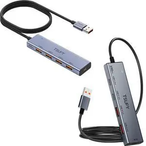 USB Hub 3.2, TSUPY USB Splitter 10Gbps 4 Multi 3.2 Ports with 4ft Extension Cable,Ultra-Slim Aluminium USB 3.2 Gen 2 HUB Fast Data Transfer USB Port Extender for MacBook,Chromebook,Mobile HDD,Laptops