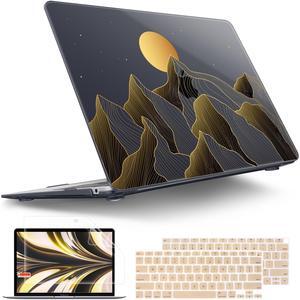 Tuiklol for MacBook Air 13 inch 2021-2018 Release M1 A2337/A2179/A1932 with Retina Display Touch ID,Hard Shell Case and Keyboard Cover for MacBook Air 13.3'' Cover,Moon and Mountain