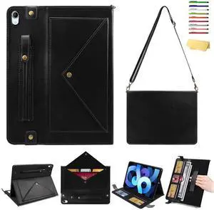 UUcovers Crossbody Handbag Case for iPad mini 7 (A17 Pro) 2024/iPad Mini 6 Case 2021 with Pencil Holder/Shoulder Strap/Hand Strap/Pocket Stand Cover for iPad mini 7th/6th Generation 8.3 inch, Black