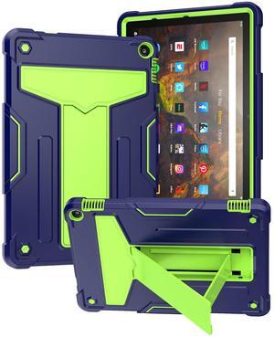 UUcovers Kindle Fire HD 10 & 10 Plus 10.1" Tablet Case (Only Fits 11th Generation, 2021 Release) with Kickstand Shockproof 3 in 1 Heavy Duty Rugged Hybrid Hard PC/Silicone Cover, NavyBlue & 0livine