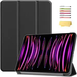 UUcovers for iPad Pro 12.9 inch Case 6th/5th/4th/3rd Generation (2022/2021/2020/2018) Magnetic Smart Trifold Stand Shell PU Leather Folio Shcokproof Cover [Pencil Charging + Auto Wake/Sleep], Black
