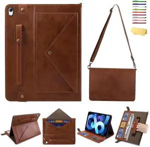 UUcovers Crossbody Handbag Case for iPad mini 7 (A17 Pro) 2024/iPad Mini 6 Case 2021 with Pencil Holder/Shoulder Strap/Hand Strap/Pocket Stand Cover for iPad mini 7th/6th Generation 8.3 inch, Coffee