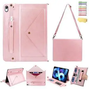 UUcovers Crossbody Handbag Case for iPad Mini 7 (A17 Pro) 2024/iPad Mini 6 Case 2021 with Pencil Holder/Shoulder Strap/Hand Strap/Pocket Stand Wallet Cover for iPad Mini 7th/6th Gen 8.3 inch, Rosegold