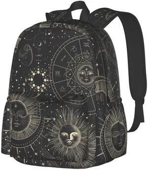 Sun Moon Backpack Book Bags Lightweight Casual Laptop Backpacks Travel Daypack For Man Woman