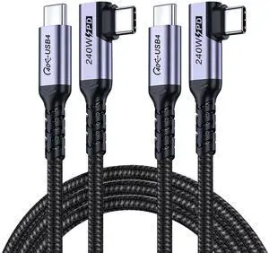 SUMPK USB-C to USB-C Cable 6.6FT 2-Pack, 240W USB4, 40Gbps Data, 8K/60Hz, 5K/60Hz, 4K/144Hz Monitor Cable, Thunderbolt 4 Compatible, iPhone 16/15 Pro Max