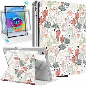 Uppuppy for iPad A16 Case - for iPad 10th Generation Case 10.9 Inch Women Cute Girls Cactus Girly Pretty Plants Kawaii Aesthetic Design Rotating Stand Folio Tablet Cover for Apple 10/11 2025