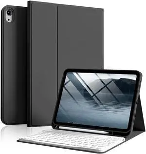 SZPSGC for iPad (A16) 11th/10th Generation Case with Keyboard, 11 Inch/10.9 Inch iPad (2025/2022), Detachable Wireless Bluetooth Keyboard, Stand Folio Cover with Pencil Holder, Black