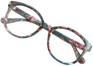 VisionGlobal Blue Light Blocking Glasses for Women and Men, Computer Reading Glasses, Anti Glare (Floral, +0.50 Magnification)