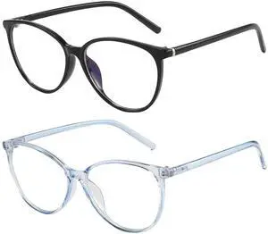 VIPBEST Blue Light Blocking Glasses for Women Men Oval Cat Eye Computer Gaming Blue Light Glasses (Black/Blue, Cat Eye)