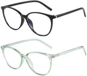 VIPBEST Blue Light Blocking Glasses for Women Men Oval Cat Eye Computer Gaming Blue Light Glasses (Black/Green, Cat Eye)