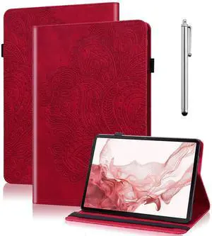 VODEFOX Case for  Fire HD 8 / Fire HD 8 Plus (12th/10th Generation,2024/2022/2020),Folio Stand PU Leather Wallet Shockproof Cover with Card Slots for Fire HD 8 Tablet 8 Inch - Red