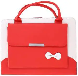 Handbag Case for iPad Pro 11" (2018-2024) & iPad Air 11 2024 2025/Air 10.9", Techcircle Cute Bowknot Pocket Wallet Folio Stand PU Leather Carrying Case, Auto Sleep/Wake, Red