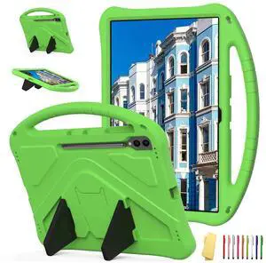 UUcovers for Samsung Galaxy Tab S9 Ultra & S8 Ultra 14.6-Inch Kids Case 2023/2022 (SM-X910/X916/X918/X900/X906) with Kickstand/Handle Stand Kids Friendly Lightweight Soft EVA Shockproof Cover, Green