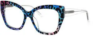VOOGLAM Square Non Prescription Glasses for Women Blue Light & UV400 Blocking Stylish Frames Multicolor Leopard Acetate for Computer/Phones/TV