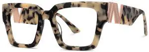 VOOGLAM Square Blue Light Glasses for Women Anti Eyestrain Dry Eyes Computer Phone TV Eyewear Tortoise Felician GJGX417036-02