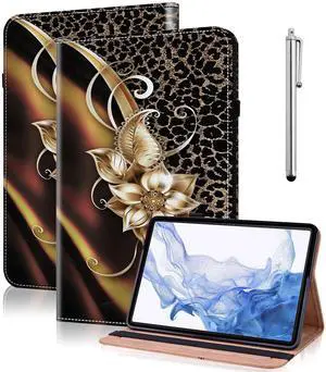 VODEFOX Case for Kindle Fire HD 8 & 8 Plus Tablet (12th/10th Generation,2024/2022/2020),Folio Slim Fit Stand PU Leather Wallet Shockproof Cover for Fire HD 8 Tablet 8 Inch- Metallic Flower