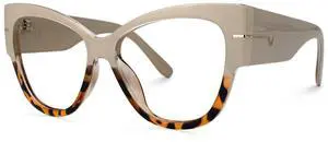 VOOGLAM Oversize Cateye Blue Light Glasses for Women Anti Eyestrain Dry Eyes Computer Phone TV Eyewear Brown Tortoise Elektra GJGP000256-06