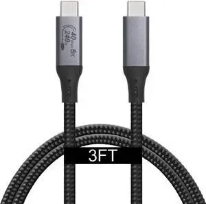 VEBNER 3-Foot USB4 Cable Compatible with Thunderbolt 3, Thunderbolt 4 and USB-C - Supports 8K HD Display, 40gbps Data Transfer, 240W Charging