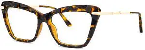 VOOGLAM Blue Light Glasses for Women Cute Computer Office with Trending Frame Glasses Tortoise Annie VFP0270-06