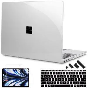 Tuiklol Case for 12.4 Inch Microsoft Surface Laptop Go 3/2 / 1 2023-2020 Releases, Plastic Hard Shell Case with Screen Protector and Keyborad Cover +Dust Plugs Model 2013/1943,Crystal Clear