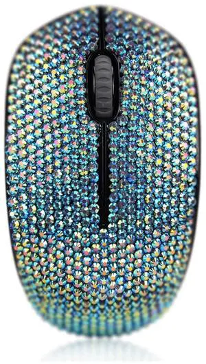 Bling Dazzling 2.4GHz Wireless Silent Mouse Covered with Rhinestone Crystal, Crystallized Mouse with USB Receiver, Compatible with Notebook, PC, Laptop, Computer, MacBook,Great Gift (Colorful Pink)