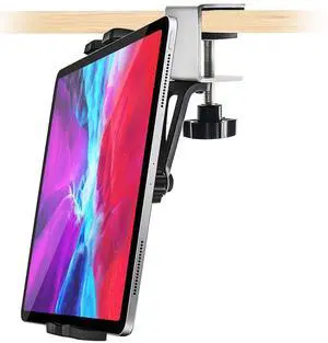 woleyi Kitchen Cabinet Tablet Mount, Easy-Install Under Cabinet Tablet Clamp Holder Stand for iPad Pro/Air/Mini, Galaxy Tab/Z Fold, Fire HD, Surface Pro, Switch, iPhone, 4-13" Cell Phones and Tablets