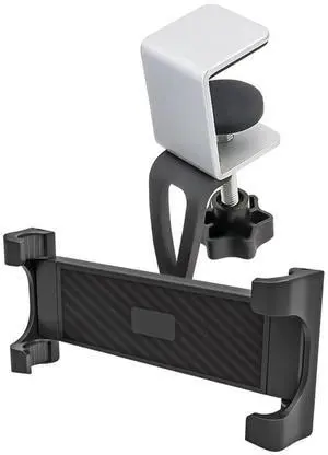 Under Cabinet Tablet Mount Holder, woleyi Kitchen iPad Mount Holder, Desk Aluminum Clamp Stand Compatible with iPad Pro 12.9 Air Mini, Galaxy Tabs, Surface Pro/Go, 5.5"-13" iPhone, Tablets and Devices