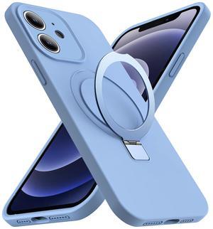 XIQI for Silicone iPhone 12 Phone Case with [3 in 1] Magnetic Ring Stand, iPhone 12 Case 6.1" [Compatible with Mag-Safe], Blue