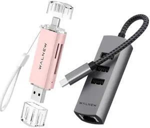 WALNEW USB C Ethernet Adapter& SD Card Reader Bundle