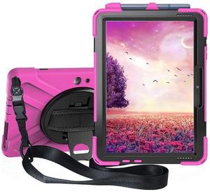 Sfulatdc Tablet Case with 360 Rotating Strap and Stand Heavy Duty Protective Full Body Cover Compatible with Microsoft Surface Go 4/3/2/1 Pink
