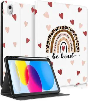 Uppuppy for iPad 10th Generation Case 10.9 Inch, for iPad 11th(A16) 2025 Girls Cute Kids Women Folio Cover Pencil Holder Boho Rainbow Aesthetic Design Girly Kawaii Teens Tablet Cases for Apple 10/11