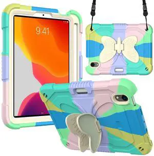 YQG Compatible with iPad Mini 6 Case 8.3 inch 2021,iPad 6th Generation for Kids Boy Girl Gift, Cute Butterfly Wings Kickstand Shockproof Silicone Cover 8.3 inch-Colourful Green