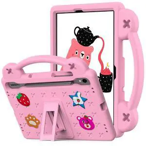 YRH Case for Samsung Galaxy Tab S10 Lite/Tab S10 FE/S9 FE 10.9'', with Handle Stand, Kids EVA Shockproof Cover, Pink