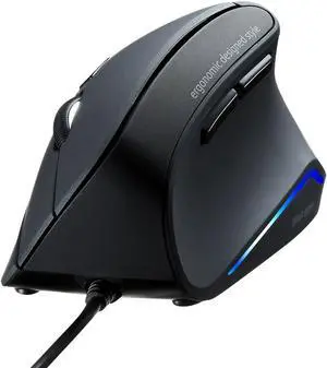 SANWA Wired Ergonomic Mouse, Optical Vertical Computer Mice, Reduce Wrist Strain, (1000/1600 Adjustable DPI, 6 Buttons) Compatible with MacBook, Laptop, Desktop, Windows, Mac OS for Office & Gaming