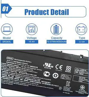 Dentsing SR04XL SR03XL 917724-855 Laptop Battery Replace for HP Omen 15 15-CE0XX 15-DC0XX 15-CE198WM 15-CE015DX Pavilion 15-CB0XX 15-CB041NR 15-CX0056WM Series l08855-855