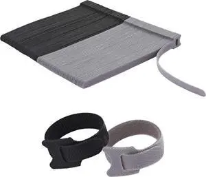 150 PCS Reusable Cable Ties with Hook and Loop, Multi-purpose Adjustable 8 Inch Cable Management Wire Ties Cable Straps for Organizing Home, Office and Data Centers (Black+Gray)